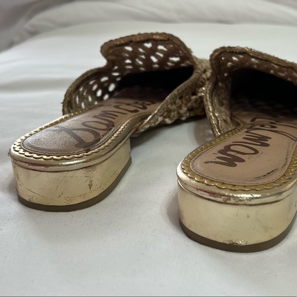 Sam Edelman Gold Leather Clara Mules - Picture 4 of 5